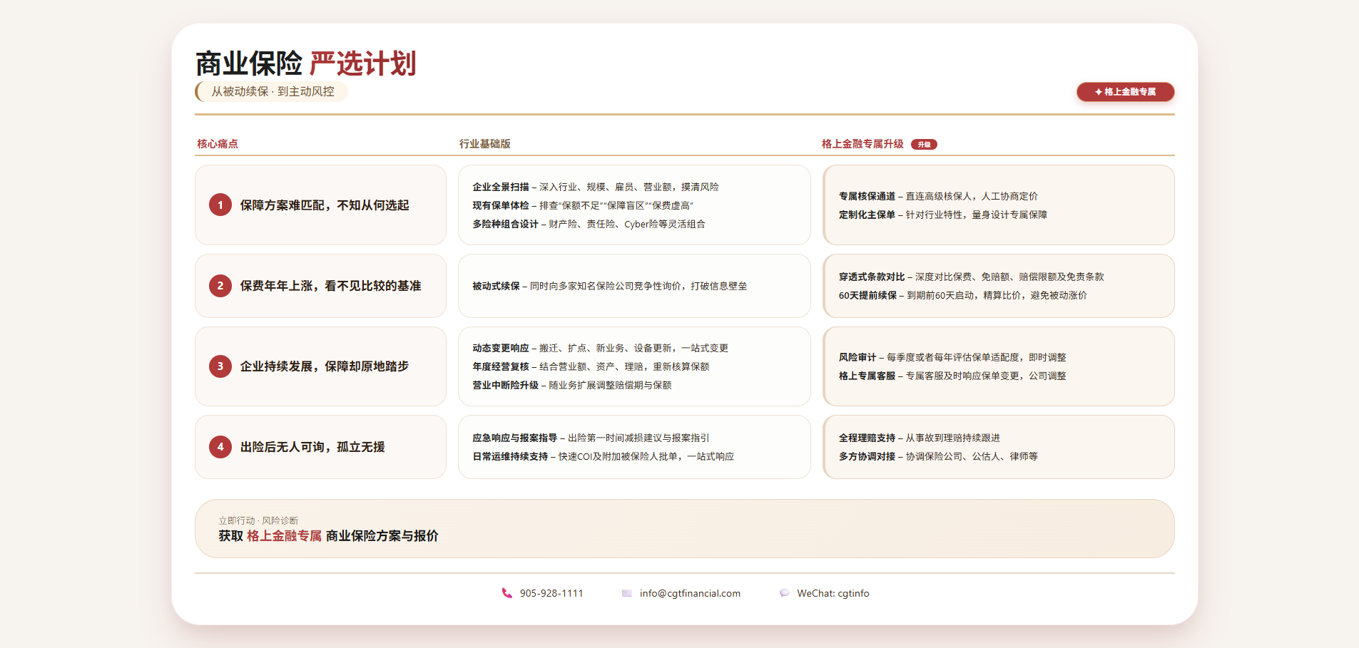 商业保险 — CGT Financial service plan